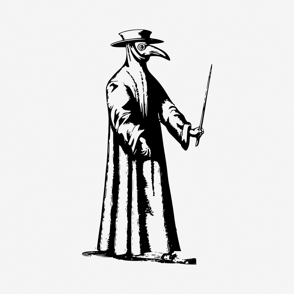 Plague doctor drawing, vintage illustration