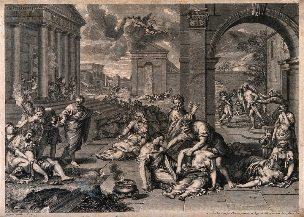 plague Israelites. Engraving E.G. Petit