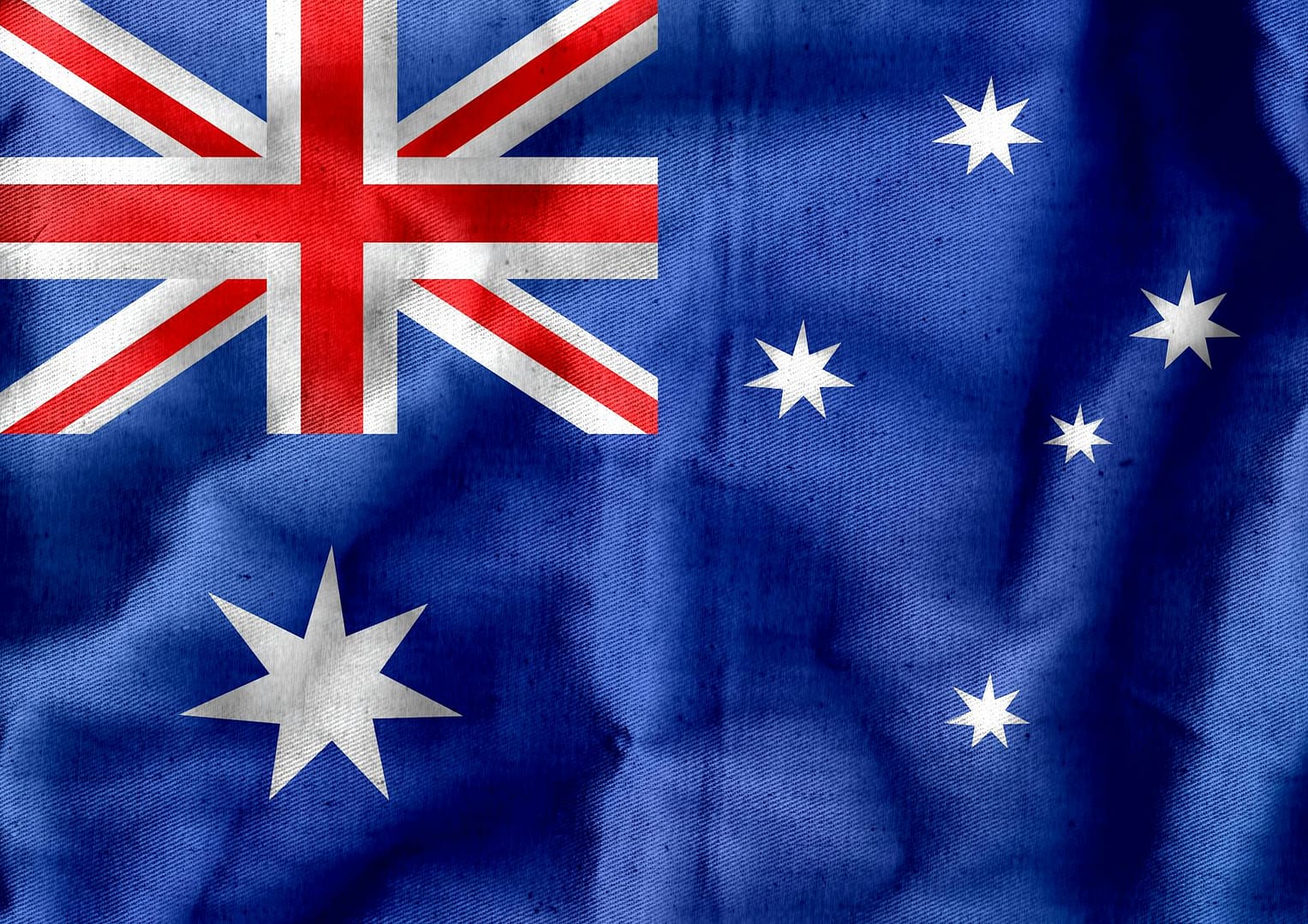 textile australian flag with crumples