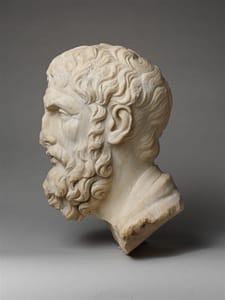 Marble head of Epikouros