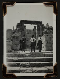 Photograph - Group Standing with Ancient Ruins, Jerash, Jordan, Sister Isabel Erskine Plante, World War II, 1941