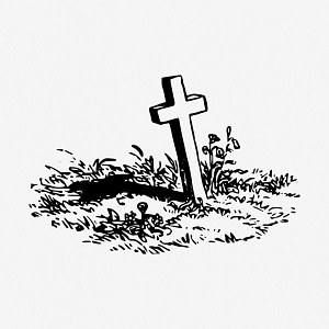 Graveyard cross drawing, religion, vintage