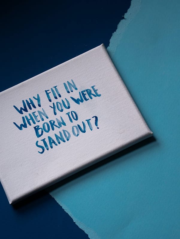 blue text on white paper