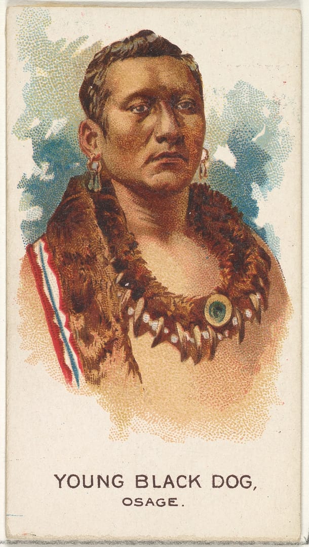 Young Black Dog, Osage, from the American Indian Chiefs series (N2) for Allen & Ginter Cigarettes Brands