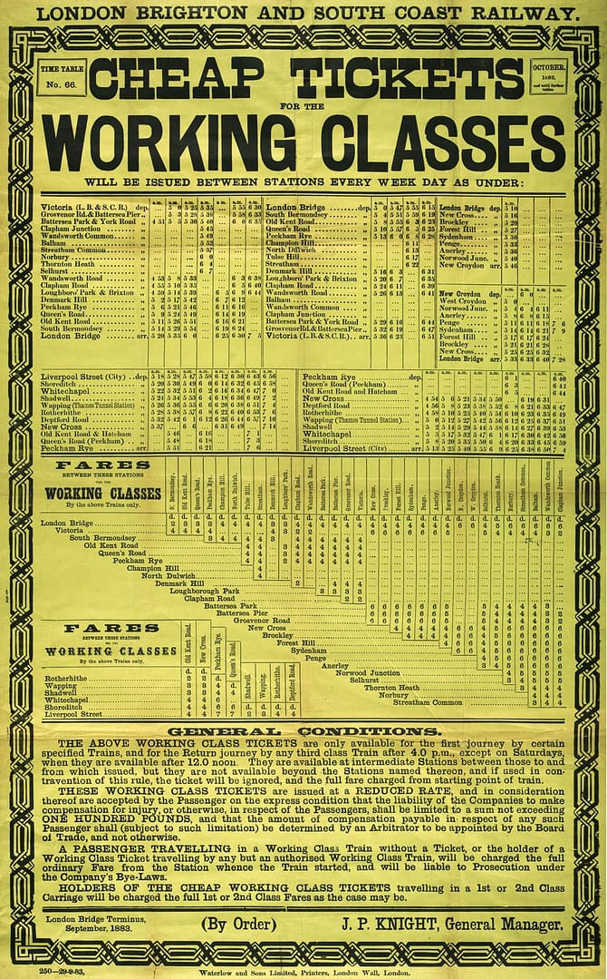 Cheap tickets for the working classes