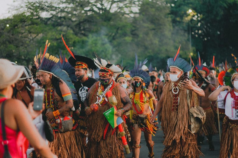 native americans walking in parade