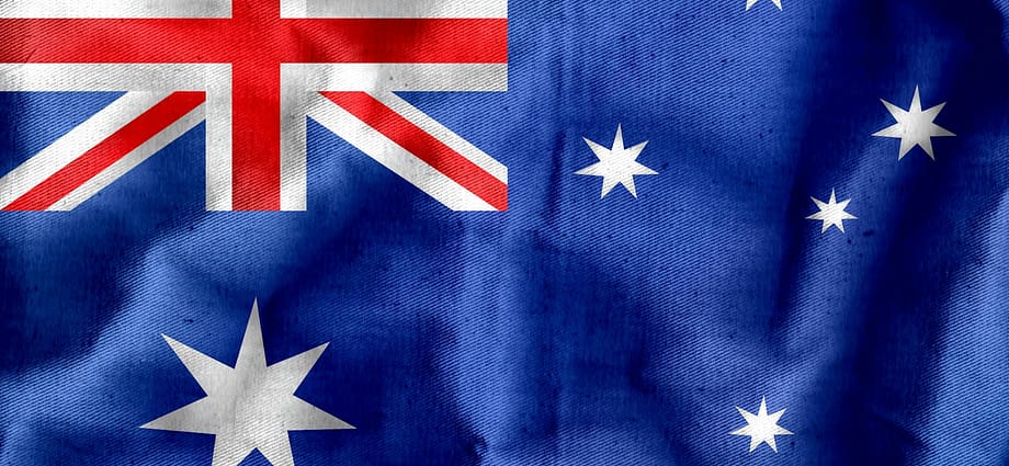 textile australian flag with crumples